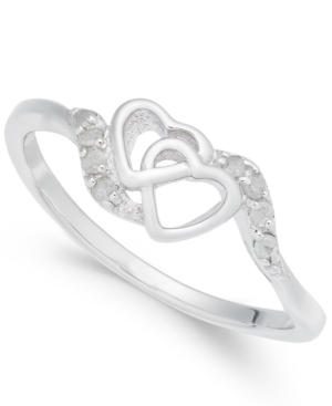 image of Diamond Interlocked Heart Ring (1/10 ct. t.w.) in Sterling Silver