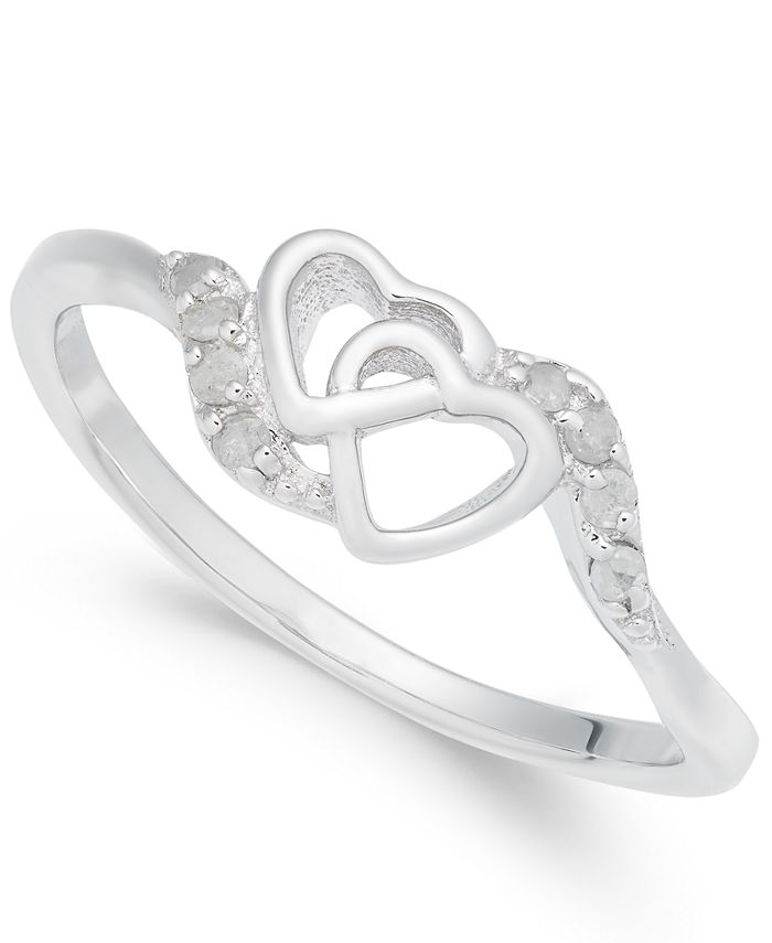 Macy s Diamond Interlocked Heart Ring 1 10 ct. t.w. in Sterling