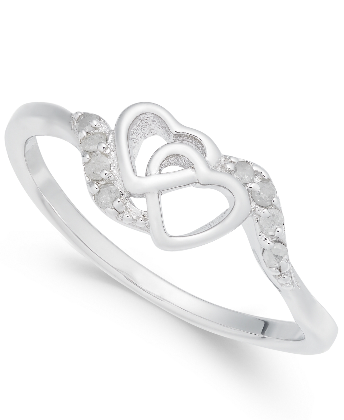 Diamond Interlocked Heart Ring (1/10 ct. t.w.) in Sterling Silver - Silver