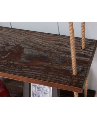 24" Brannon Modern Pine Wood Floating Wall Shelf in Gray and Walnut Finish