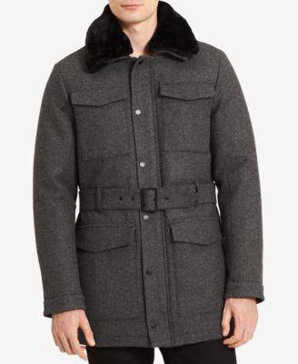 Calvin Klein - Men's Four-Pocket Belted Wool Jacket