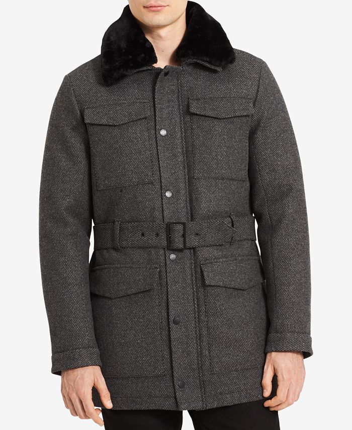 Calvin Klein Men's Four-Pocket Belted Wool Jacket - Macy's