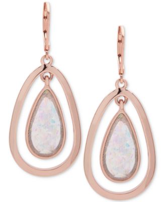 Anne Klein - Rose Gold-Tone Pink Stone Orbital Drop Earrings