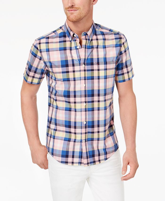 Tommy Hilfiger Men's Plaid CustomFit Shirt, Created for Macy's Macy's