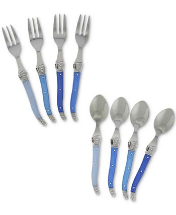 French Home - Laguiole 8-Pc. Dessert / Cocktail Set with Shades of Blue Handles