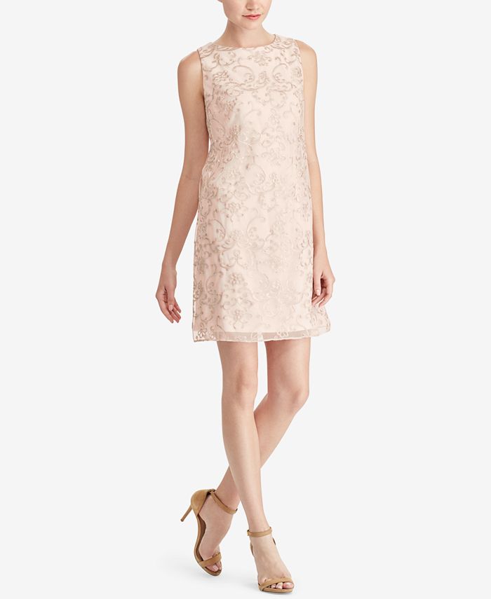 American Living Embroidered Mesh Overlay Dress - Macy's