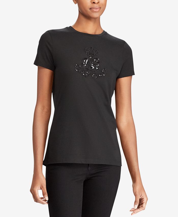 Lauren Ralph Lauren Embellished T-Shirt & Reviews - Tops - Women - Macy's