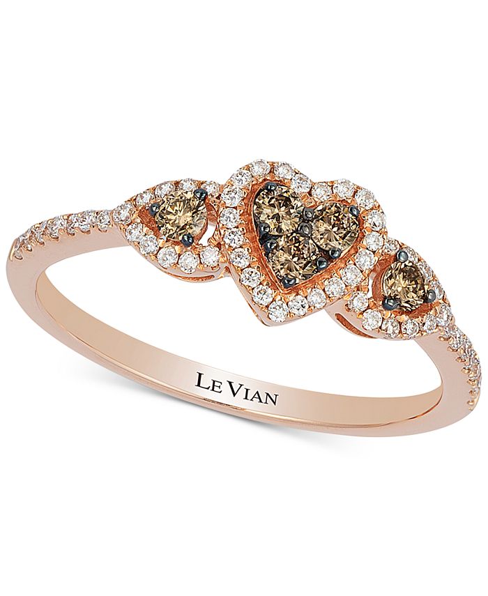 Le Vian Chocolatier® Diamond Heart Ring (1/3 ct. t.w.) in 14k Rose Gold