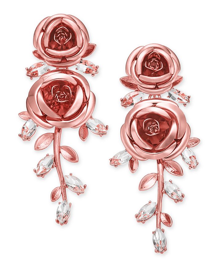 kate spade new york Rose GoldTone Crystal Flower Drop Earrings Macy's