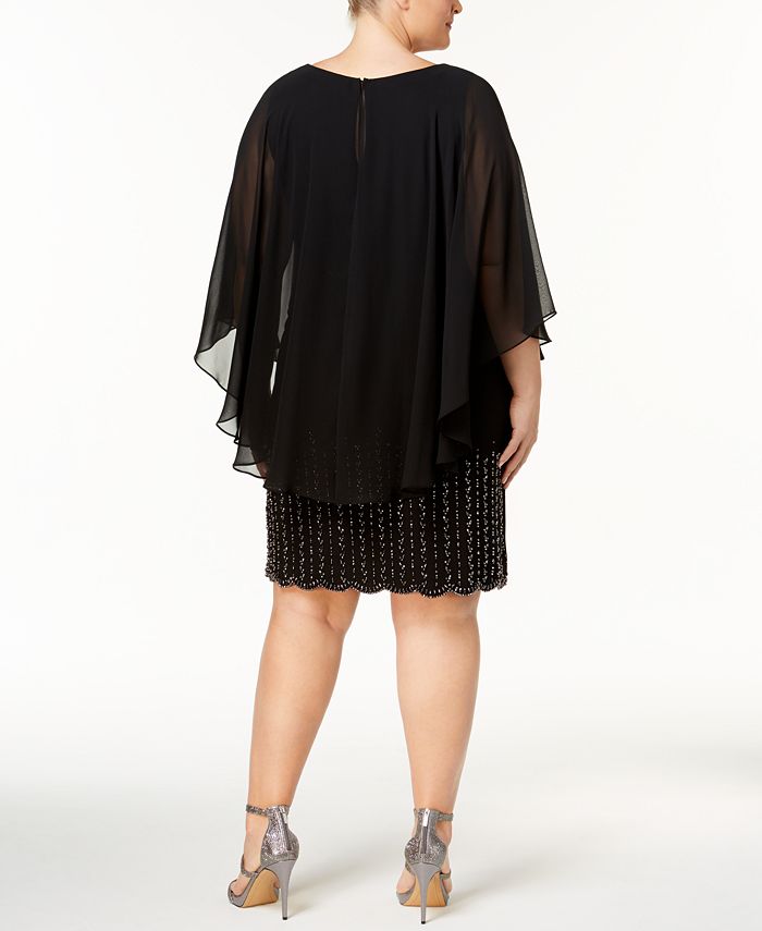 XSCAPE Plus Size Embellished Cape Dress - Macy's