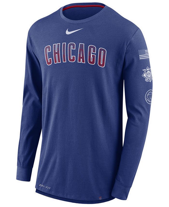 Nike Men's Chicago Cubs Drop Tail Long Sleeve T-Shirt - Macy's