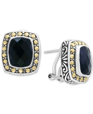 image of Eclipse by Effy Onyx (10 x 8mm) Stud Earrings in Sterling Silver & 18k Gold