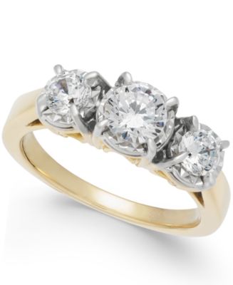 Macy's Diamond Trinity Engagement Ring (1 ct. t.w.) in 14k Gold - Macy's