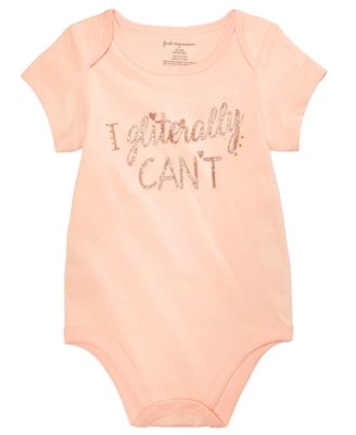 First Impressions - Gliterally Can't Cotton Bodysuit, Baby Girls (0-24 months)