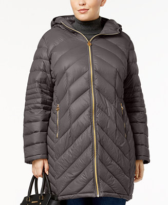 Michael Kors Plus Size Chevron Packable Down Puffer Coat, Created for ...