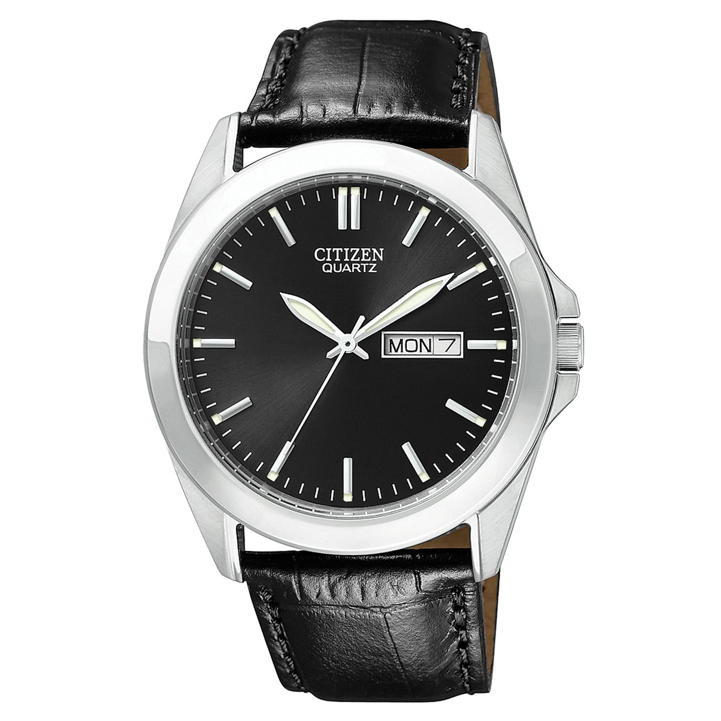 Мужские часы Citizen Black Croc Embossed Leather Strap Watch 41mm BF0580-06E — фото 1
