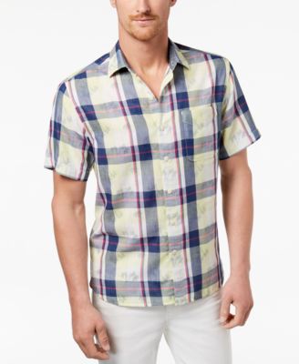 Tommy Bahama Men's Plaid Floral-Print Shirt - Macy's