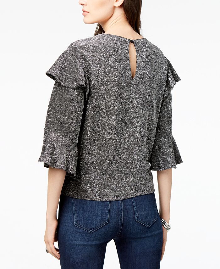 J.O.A. Metallic Ruffled Top - Macy's