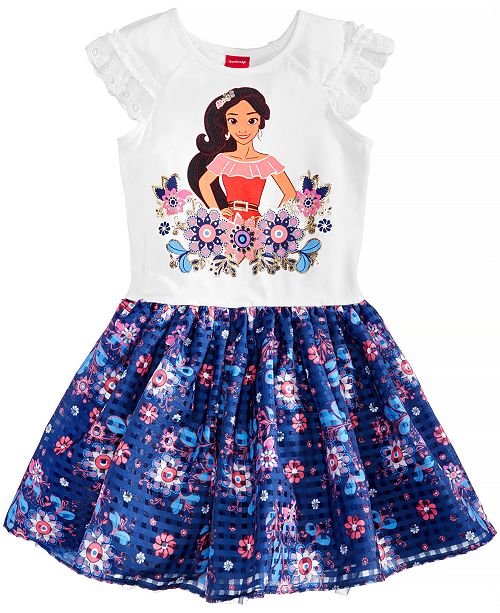 Disney Princess Elena Of Avalor Floral Print Dress Little Girls