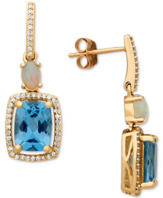 Macy's - Multi-Gemstone (3-3/4 ct. t.w.) & Diamond (1/5 ct. t.w.) Drop Earrings in 10k Gold