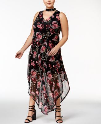 Love Squared Trendy Plus Size Printed Choker Maxi Dress
