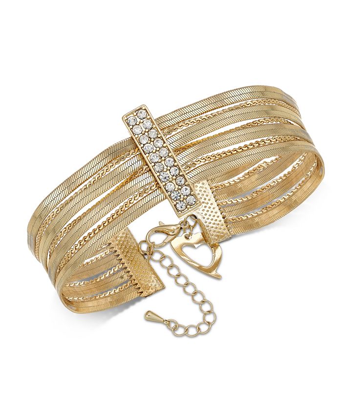 Thalia Sodi Gold-Tone Pavé Bar Multi-Row Flex Bracelet, Created for ...