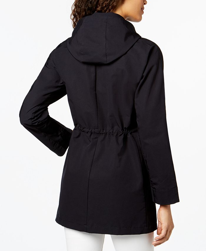 Vince Camuto Hooded Contrast-Trim Raincoat - Macy's