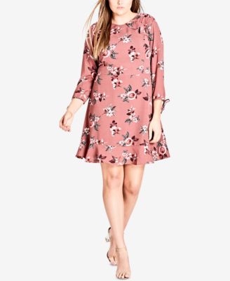City Chic - Trendy Plus Size Floral-Print A-Line Dress