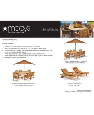 Macy's Bristol Teak Outdoor Dining Collection Created For Macys Created For Macys