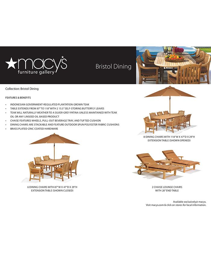Furniture Bristol Teak Outdoor Dining Collection, Created for Macy's