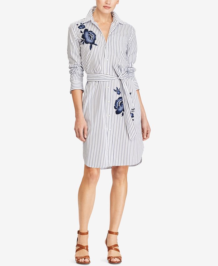 Lauren Ralph Lauren Embroidered Shirtdress - Macy's