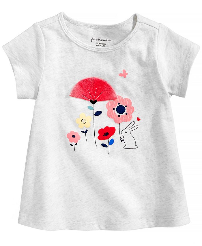First Impressions Floral-Print Cotton T-Shirt, Baby Girls, Created for ...