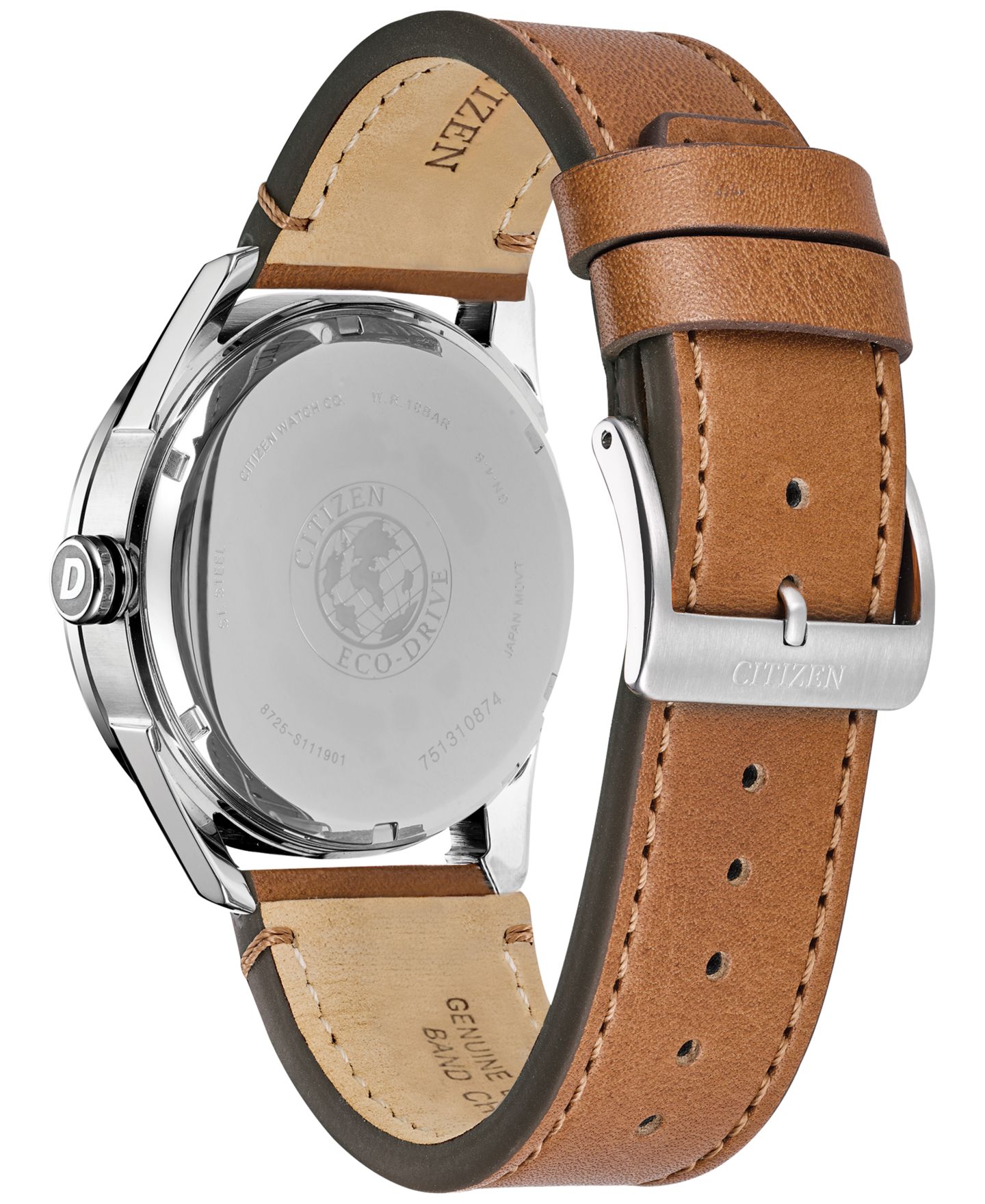 Мужские часы Drive from Citizen Eco-Drive Brown Leather Strap Watch 42mm — фото 4