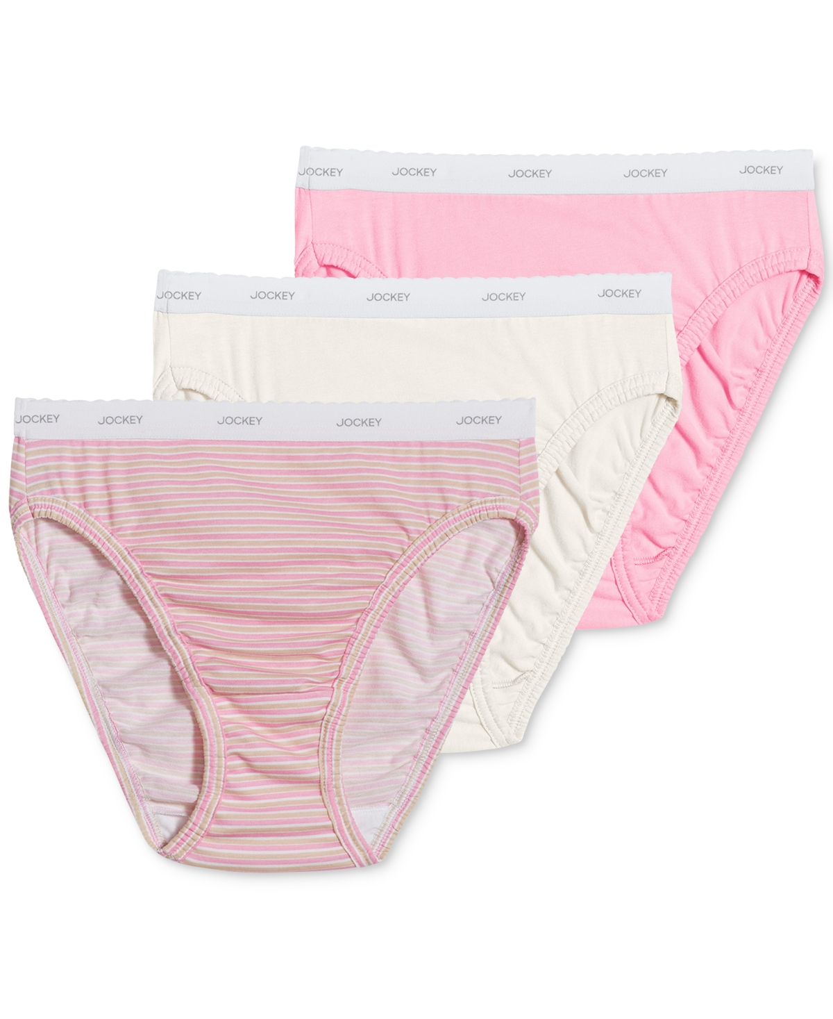 Jockey Classics French Cut Underwear 3 Pack 9480 9481 Extended Sizes In Nude Pink Assorted