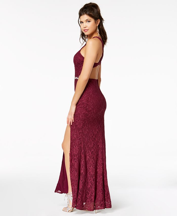 City Studios GlitterLace Halter Gown, Created for Macy's Macy's