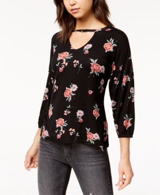 Ultra Flirt - Juniors' Keyhole Bubble-Sleeve Top