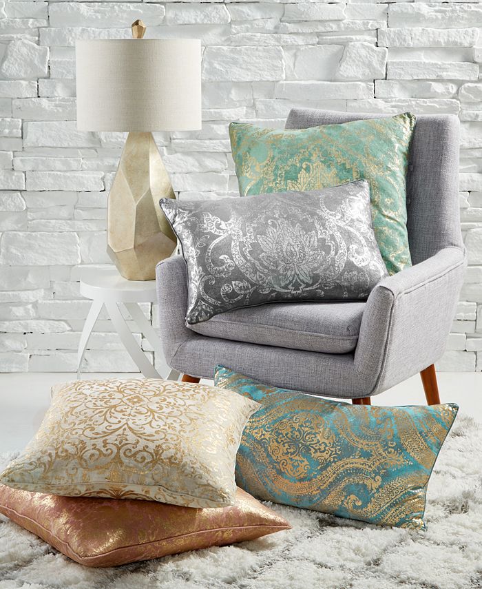 Lacourte LAST ACT! Lotus Seafoam FauxLinen MetallicPrint 22" Square