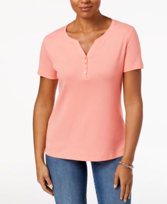 Karen Scott - Petite Cotton Henley Top
