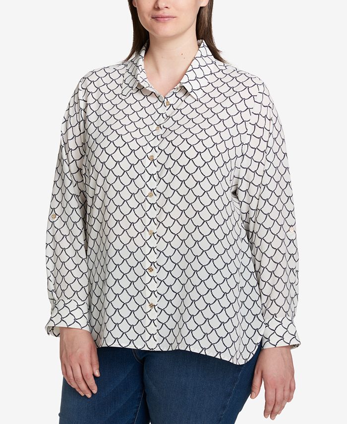Tommy Hilfiger Plus Size Printed Utility Jacket Blue Size 0X main image 0
