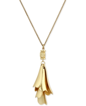 image of Lucky Brand Gold-Tone Petal Pendant Necklace
