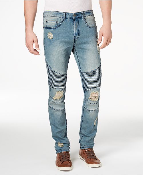 Young & Reckless Men's Nixon Ripped Skinny Moto Jeans & Reviews - Jeans ...