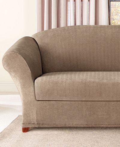 Sure Fit Stretch Pinstripe 2 Piece Loveseat Slipcover Slipcovers For The Home Macy S