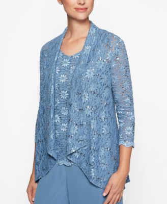 Alex Evenings - Sequined Lace Shell & Jacket