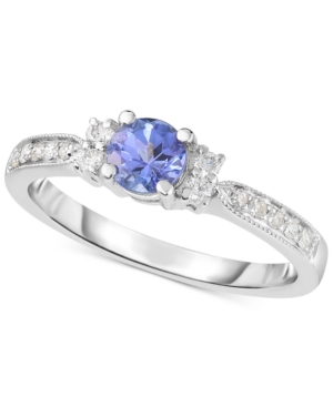 image of Tanzanite (1/2 ct. t.w.) & Diamond (1/6 ct. t.w.) Ring in 14k White Gold