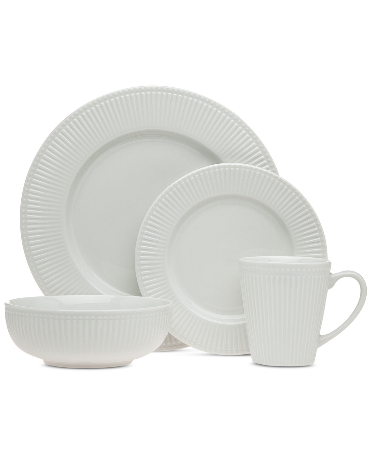 Republique Embossed 16 Pc. Dinnerware Set, Service for 4 - White