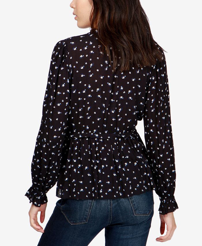 RIBY - Yellow printed flared-sleeve top main image 1