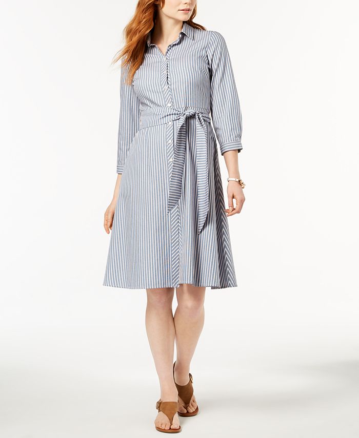 Tommy Hilfiger Cotton Striped Shirtdress, Created for Macy's - Macy's