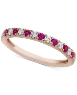 image of Certified Ruby (1/4 ct. t.w.) & Diamond (1/6 ct. t.w.) Band in 14k Rose Gold