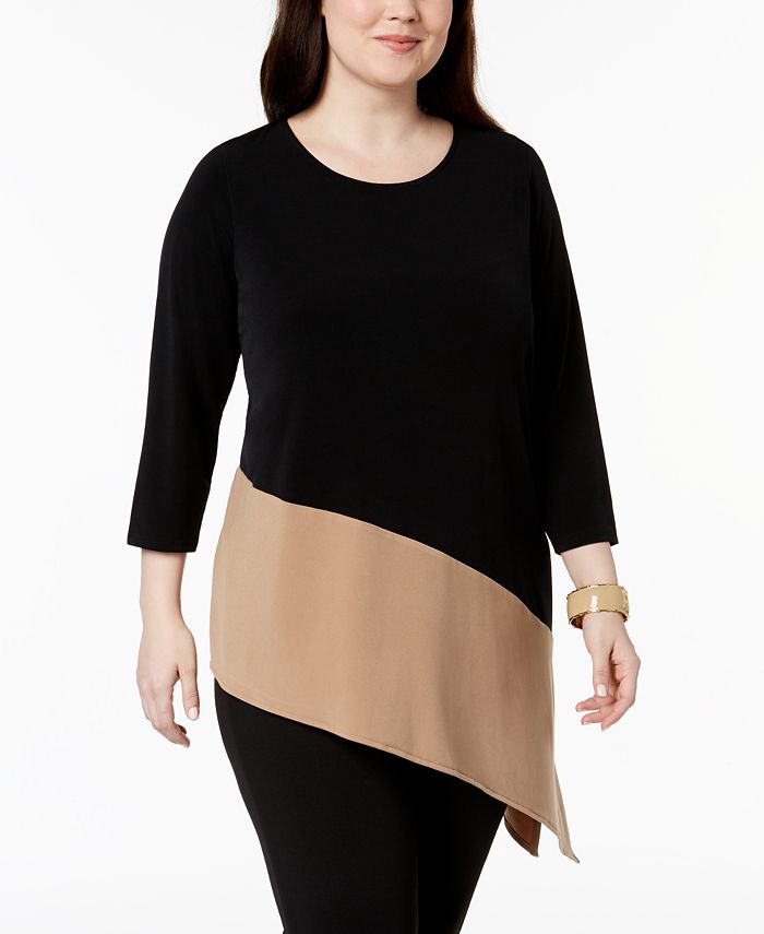 Alfani Plus Size Sheer Tie Hem Tunic