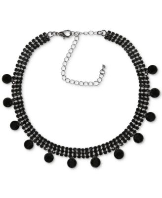 Say Yes to the Prom - Hematite-Tone Jet Stone Choker Necklace